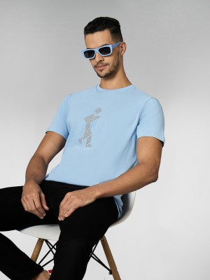 LOUIS STITCH Printed Men Round Neck Light Blue T-Shirt