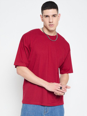 Mast & Harbour Printed Men Round Neck Maroon T-Shirt