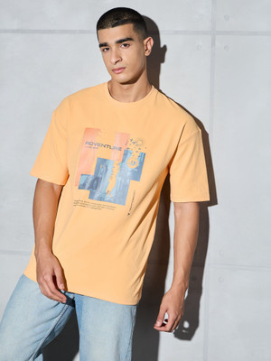 TECHNOSPORT Graphic Print Men Crew Neck Yellow T-Shirt