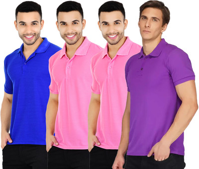 KEOTI Solid Men Polo Neck Multicolor T-Shirt