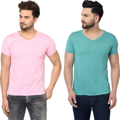 Tresna Fab Solid Men V Neck Multicolor T-Shirt