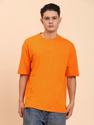 METRONAUT Solid Men Round Neck Orange T-Shirt