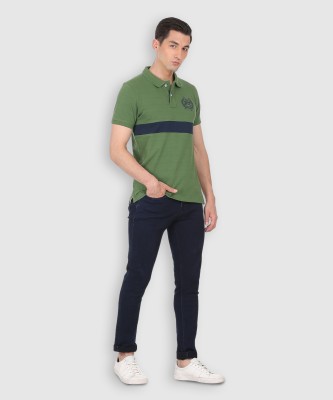 U.S. POLO ASSN. Colorblock Men Polo Neck Green T-Shirt