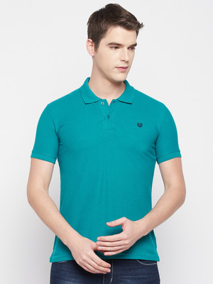 DUKE Solid Men Polo Neck Blue T-Shirt
