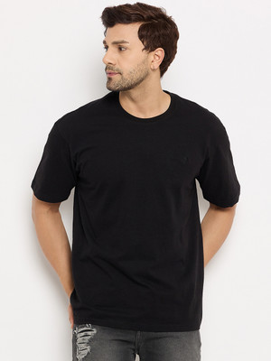 DUKE Solid Men Round Neck Black T-Shirt