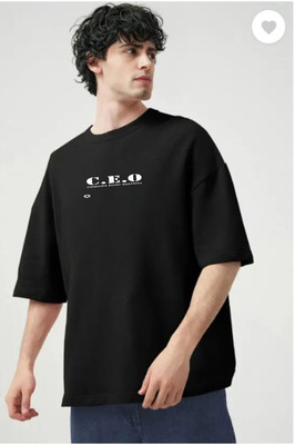 Madilyn Printed Men Round Neck Black T-Shirt