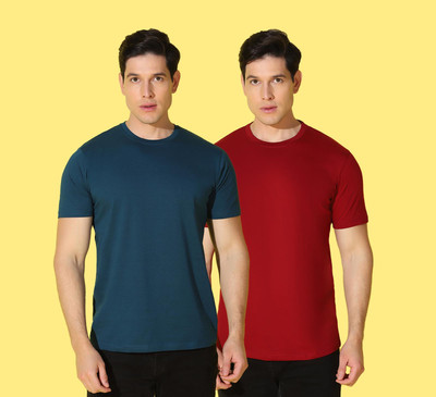 WOOSTRO Printed Men Round Neck Red, Blue T-Shirt