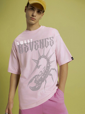BEWAKOOF Graphic Print Men Round Neck Pink T-Shirt