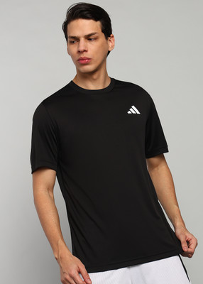 ADIDAS Solid Men Round Neck Black T-Shirt