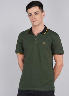 WROGN Solid Men Polo Neck Green T-Shirt