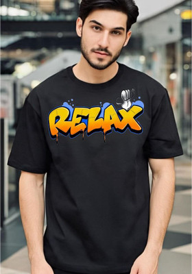 BLOSSOMTRADER Typography Men Round Neck Blue T-Shirt