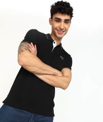 Pepe Jeans Solid Men Polo Neck Black T-Shirt