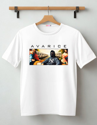 DIBBY Abstract Men Round Neck White T-Shirt