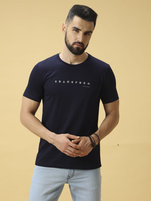 Estilocus Solid Men Round Neck Purple T-Shirt