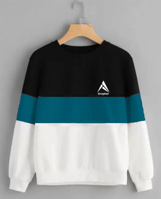 Kroptee Colorblock Women Round Neck Multicolor T-Shirt