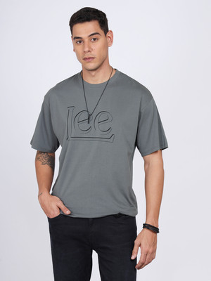 LEE Printed Men Crew Neck Grey T-Shirt