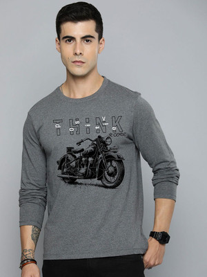 R.Code by The Roadster Life Co. Graphic Print Men Round Neck Grey T-Shirt
