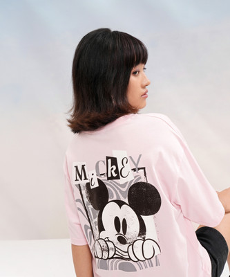 Tokyo Talkies Printed Women Round Neck Pink T-Shirt
