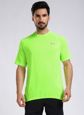 UNDER ARMOUR Solid Men Crew Neck Green T-Shirt