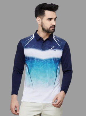 lookswala Printed Men Polo Neck Beige T-Shirt
