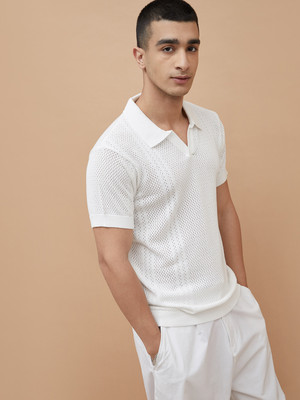 Forca by Lifestyle Printed Men Round Neck White T-Shirt