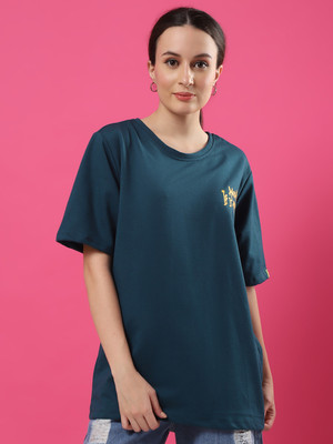 RIGO Printed Women Round Neck Green T-Shirt