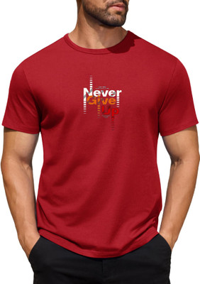 XZEEZZ Printed Men Round Neck Red T-Shirt