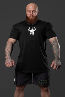 SPOWEARY Printed Men Round Neck Black T-Shirt