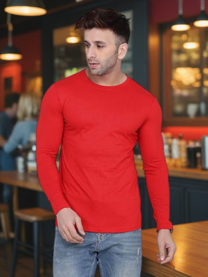 ELABOT Solid Men Round Neck Red T-Shirt