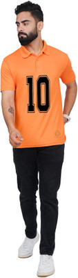 TAJNAN Typography Men Polo Neck Blue T-Shirt