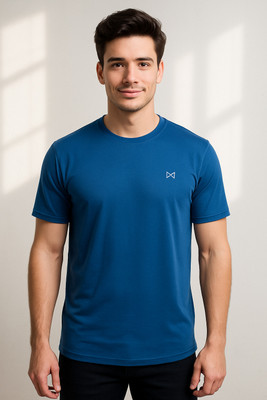 Force NXT Solid Men Round Neck Blue T-Shirt