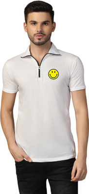 tfurnish Graphic Print Men Polo Neck White T-Shirt