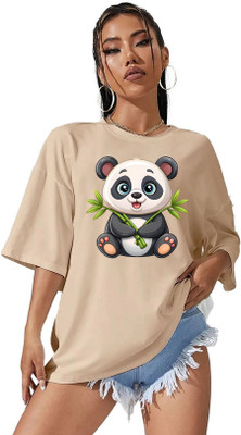 Absolute Defense Graphic Print Women Round Neck Beige T-Shirt