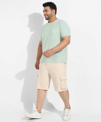 Instafab Plus Solid Men Crew Neck Green T-Shirt
