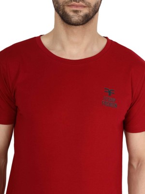 Fitshop fashion Solid Men Round Neck Maroon T-Shirt