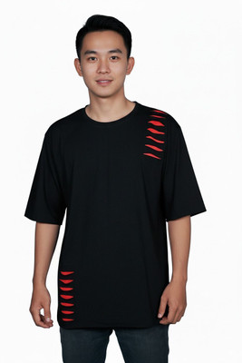 Ajworld Solid Men Round Neck Black T-Shirt