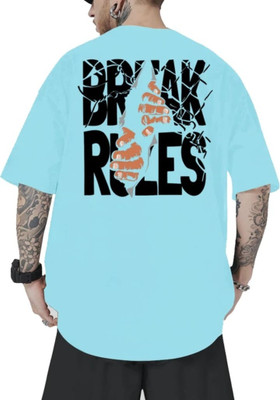 ALNIK Graphic Print Men Round Neck Light Blue T-Shirt
