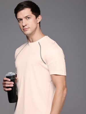 HRX by Hrithik Roshan Solid Men Round Neck Beige T-Shirt