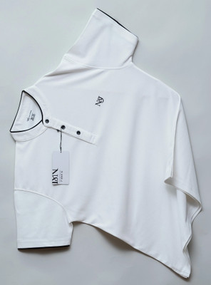 N AND J Solid Men Henley Neck White T-Shirt