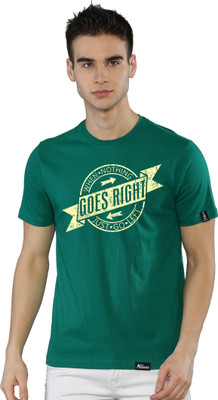 Anax Aesthetics Printed Men Round Neck Green T-Shirt