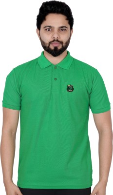 La Milano Printed Men Polo Neck Green T-Shirt