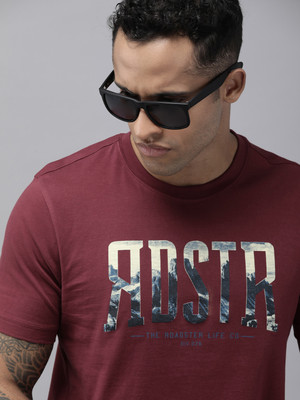 Roadster Printed Men Round Neck Red T-Shirt