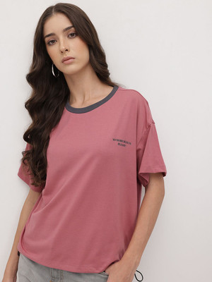 Roadster Solid Women Round Neck Red T-Shirt