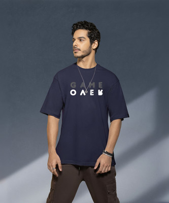 BEWAKOOF Typography Men Round Neck Blue T-Shirt
