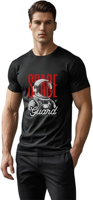 Millionemotions Graphic Print Men Round Neck Black T-Shirt