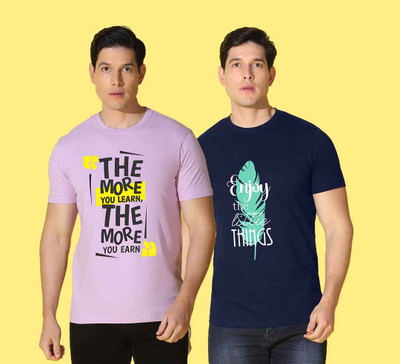 WOOSTRO Typography Men Round Neck Multicolor T-Shirt