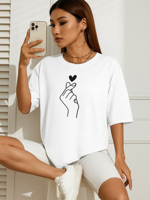 SZN Graphic Print Women Round Neck White T-Shirt