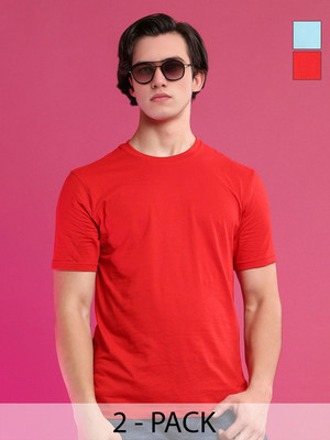 Moda Rapido Solid Men Round Neck Red T-Shirt