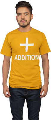 HopOffer Printed, Typography Men Round Neck Yellow T-Shirt