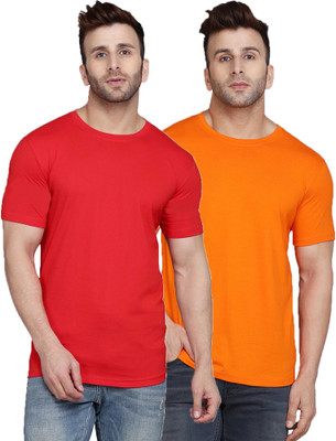 SLOWLORIS Solid Men Round Neck Multicolor T-Shirt